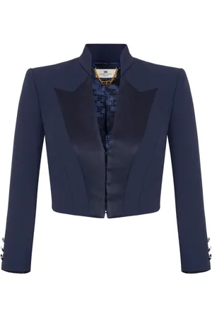 Elisabetta Franchi Satin-lapels crepe cropped jacket