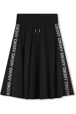DKNY Logo-tape pleated midi skirt