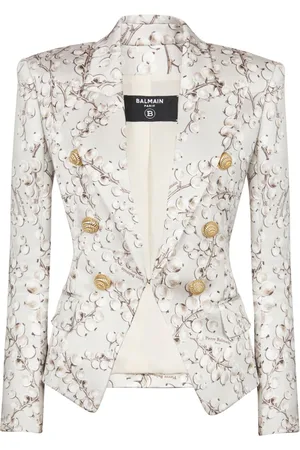 Balmain Redcurrant-print satin blazer