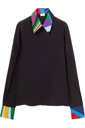 Puccini Abstract-print trim silk shirt