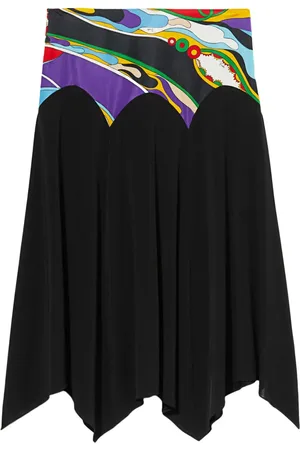 Puccini Orchidee-print detail midi skirt