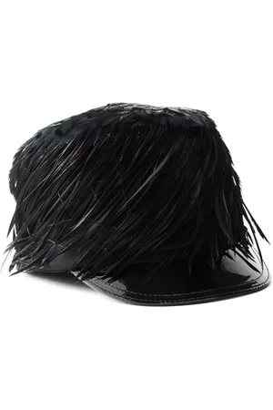 Prada Feather-embellished baker boy hat