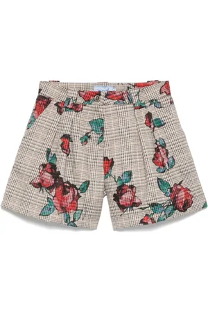 Mimisol Rose-print Prince of Wales shorts