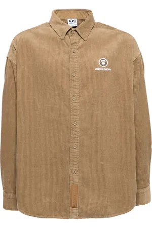A Bathing Ape Logo-patch corduroy shirt