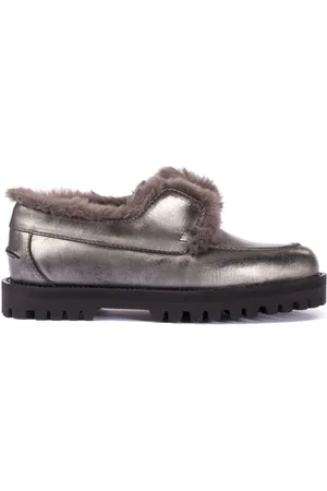 LE SILLA Yacht shearling-trim leather loafers