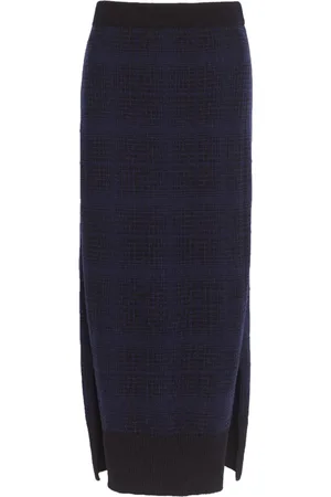 Barrie Tartan-pattern cashmere skirt
