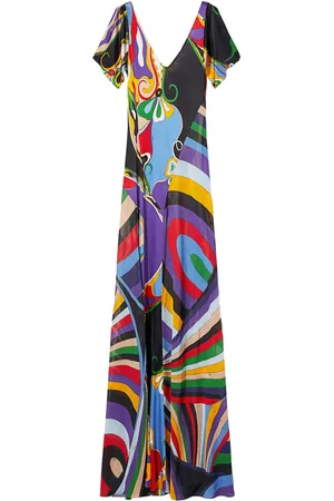 Puccini Orchidee and Iride-print maxi dress