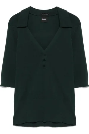 HUGO BOSS Ribbed-knit polo top