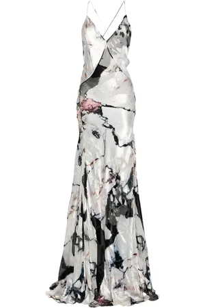 Roberto Cavalli Marble-pattern maxi dress