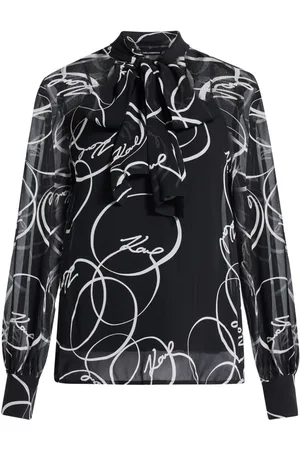 Karl Lagerfeld Circle-print bow blouse