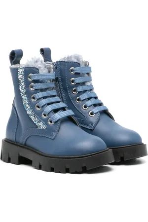 MONNALISA Glitter-detail leather boots