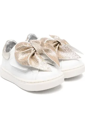 MONNALISA Bow-detailed leather sneakers
