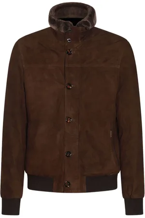 MOORER Stand-up collar suede jacket
