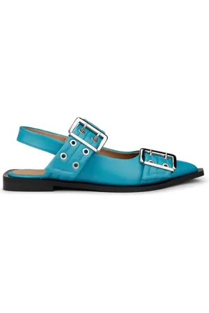 Ganni Buckled-strap slingback ballerina shoes