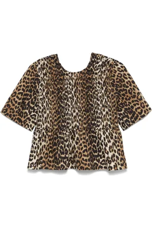 Ganni Smock leopard printed blouse