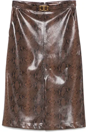 Twin-Set Lizard-skin effect midi skirt
