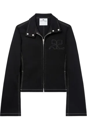 Courrèges Topstitched denim biker jacket