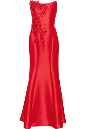 Marchesa Notte Floral mikado maxi dress