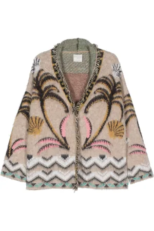 FORTE FORTE Abstract-motif brushed cardi-coat