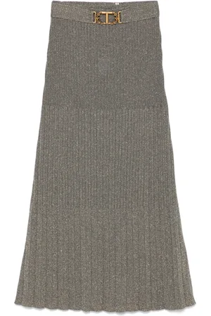 Twin-Set Fine-knit lurex midi skirt