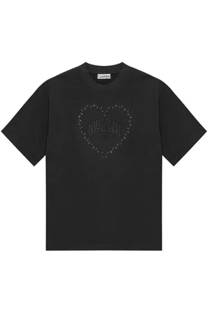 Ganni Logo appliqué cotton t-shirt