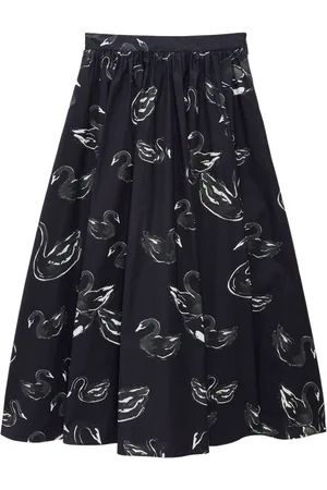 Msgm Swan-print midi skirt