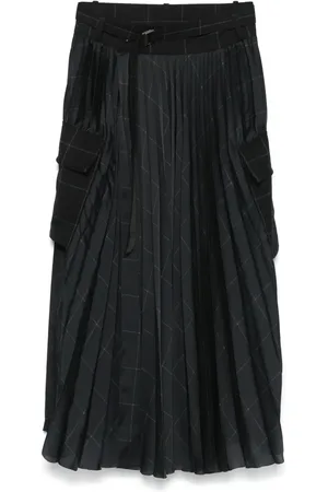 SACAI Windowpane-print maxi skirt