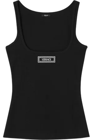 VERSACE Logo-embroidered tank top