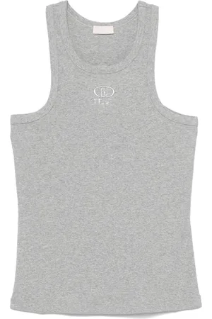 Liu Jo Embroidered-logo fine-ribbed top