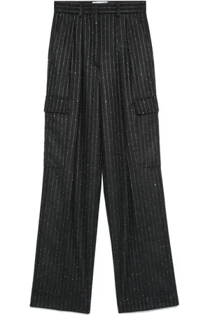 Manuel Ritz Sequinned pinstripe cargo trousers