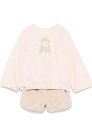 Il gufo Sheep-appliqué short set