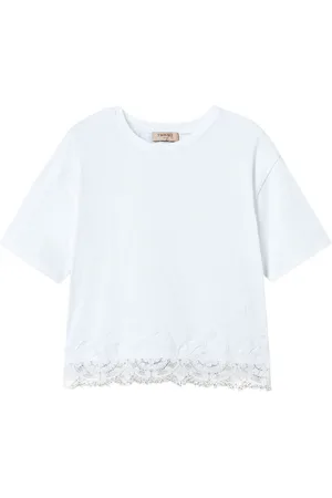 Twin-Set Macramé-trimmed cropped T-shirt