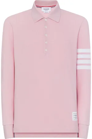 Thom Browne Three-stripe long-sleeved polo shirt