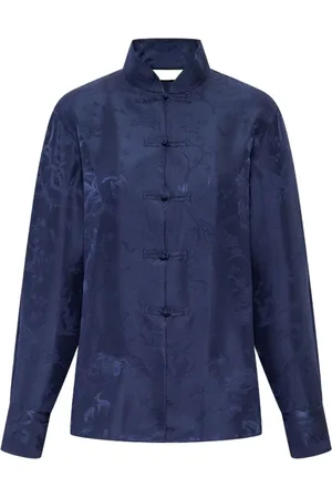 SHANGHAI TANG Floral-jacquard silk blouse