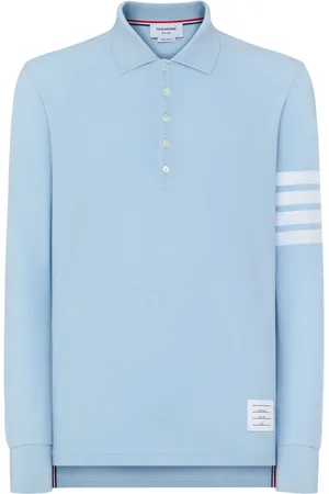 Thom Browne Three-stripe long-sleeved polo shirt