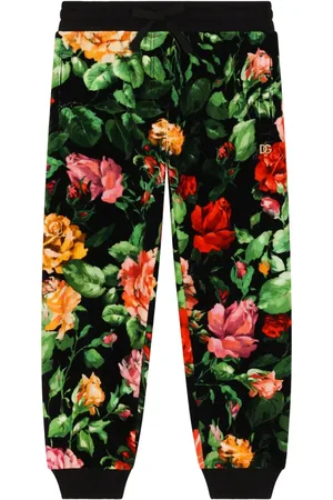 Dolce & Gabbana Logo-embroidered rose-print joggers