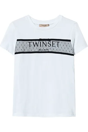 Twin-Set Tulle-embellished logo-embroidered T-shirt
