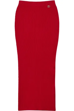 Twin-Set Ribbed-knit midi skirt