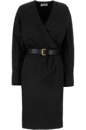 Saint Laurent Belted wrap midi dress