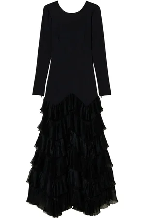 Twin-Set Pleated tulle flounces maxi dress