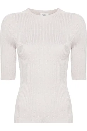 PESERICO SIGN Metallic-threading knitted top