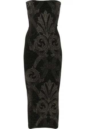 Wolford X ETRO baroque-jacquard metallic midi dress