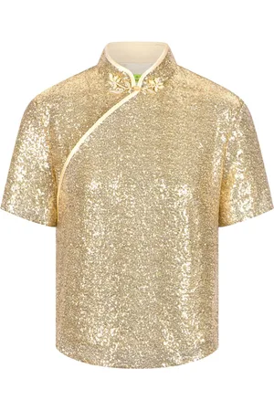 SHANGHAI TANG Sequin-embellished silk top
