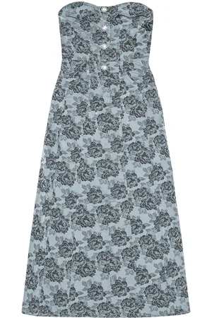 Ganni Botanical jacquard midi dress
