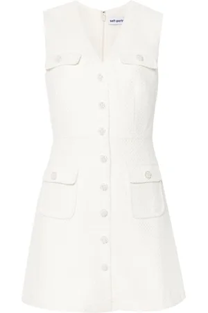 Self-Portrait Bouclé buttoned mini dress