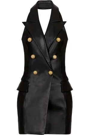 Balmain Leather halterneck dress