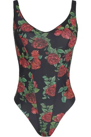 AMIR SLAMA Rose-print swimsuit