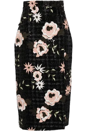 Elie saab Embroidered tweed skirt