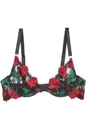 FLEUR DU MAL Vampire Rose embroidered demi bra