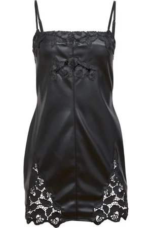 FLEUR DU MAL Vegan-leather guipure mini dress